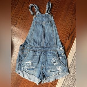 American Eagle Jean Shorts Destroyed Style Overalls Size XS